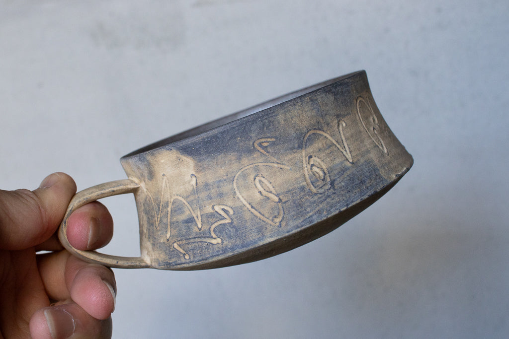 中島智靖 / 枯色線紋 角スープカップ