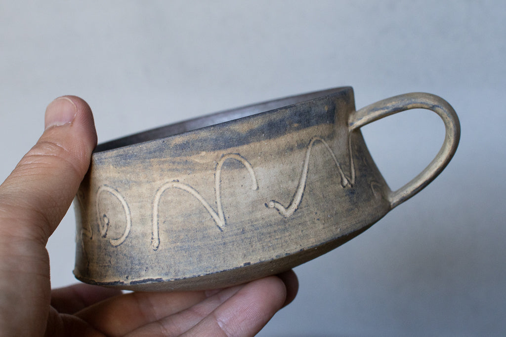 中島智靖 / 枯色線紋 角スープカップ