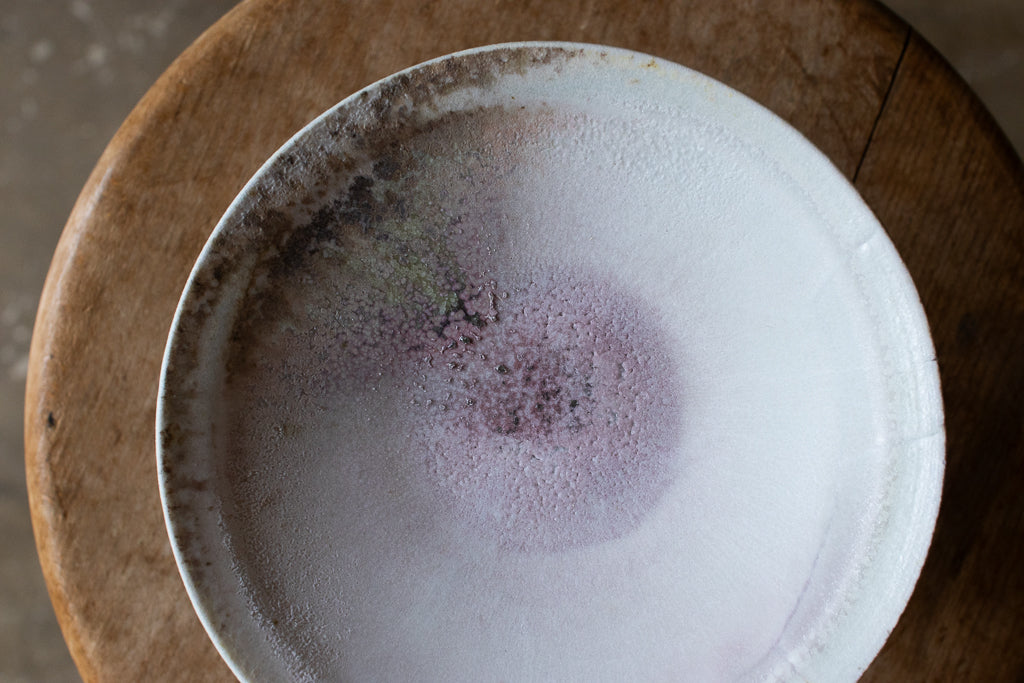 高橋燎 / コンポート皿・白  ’24 薪窯(トレインキルン)台皿