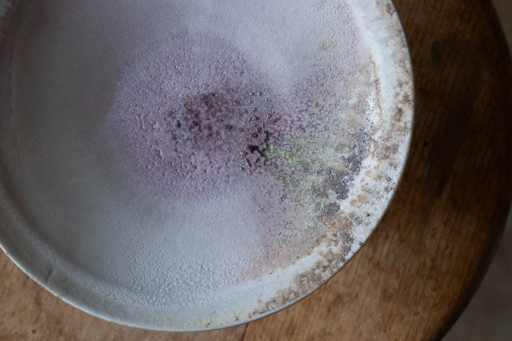 高橋燎 / コンポート皿・白  ’24 薪窯(トレインキルン)台皿