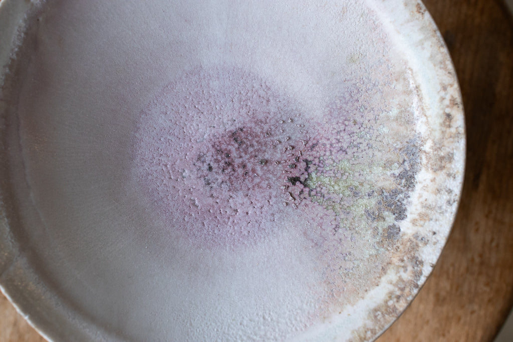 高橋燎 / コンポート皿・白  ’24 薪窯(トレインキルン)台皿