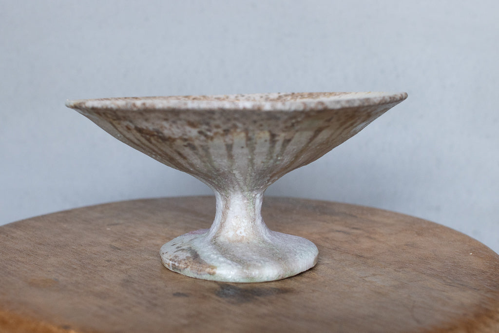 高橋燎 / コンポート皿・白  ’24 薪窯(トレインキルン)台皿