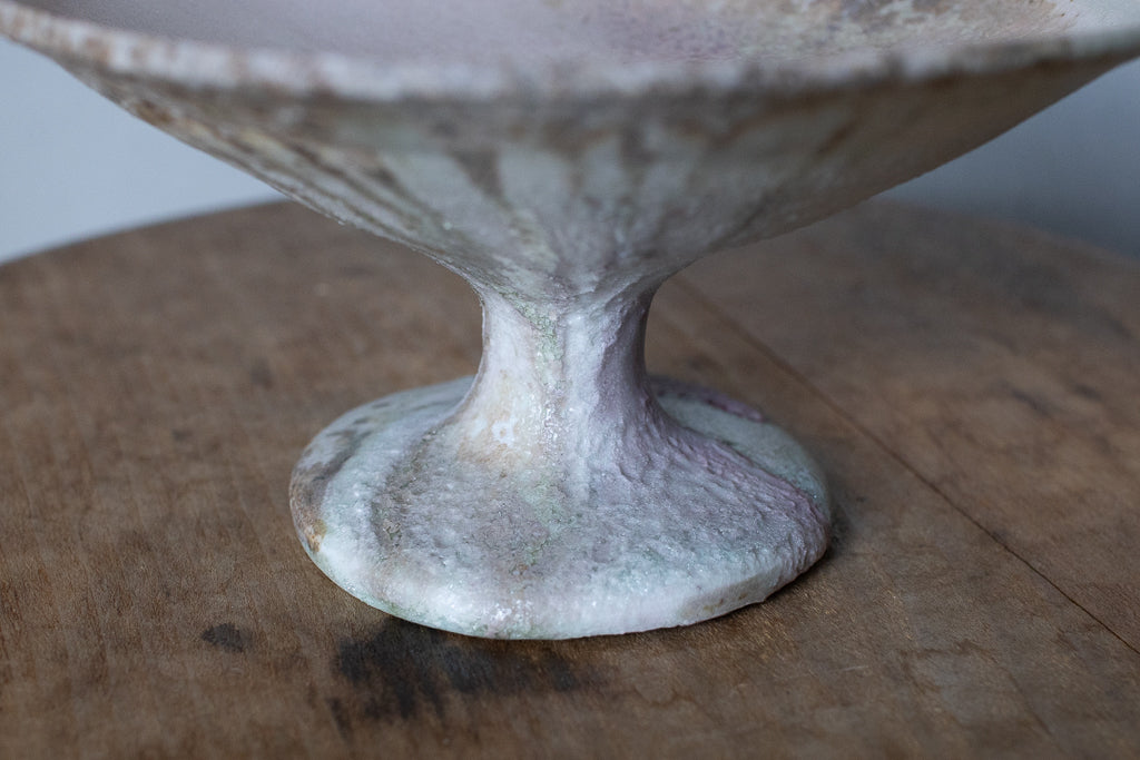 高橋燎 / コンポート皿・白  ’24 薪窯(トレインキルン)台皿