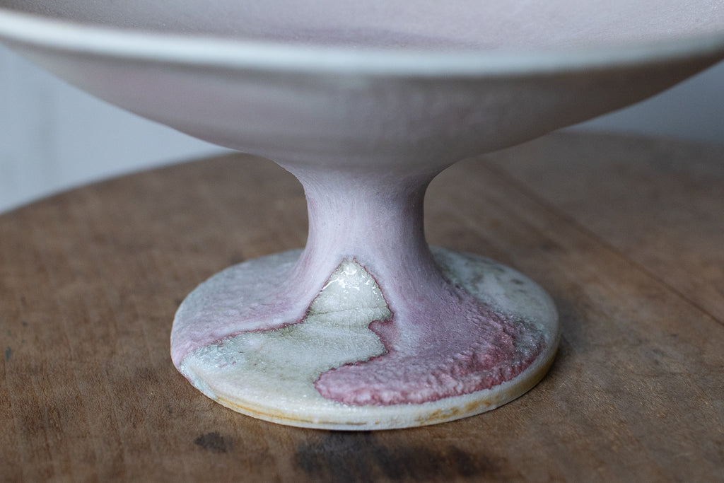 高橋燎 / コンポート皿・白  ’24 薪窯(トレインキルン)台皿