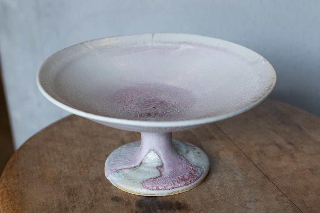 高橋燎 / コンポート皿・白  ’24 薪窯(トレインキルン)台皿