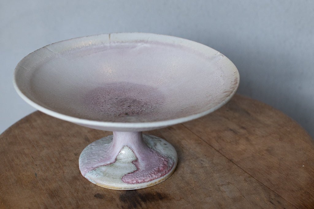 高橋燎 / コンポート皿・白  ’24 薪窯(トレインキルン)台皿