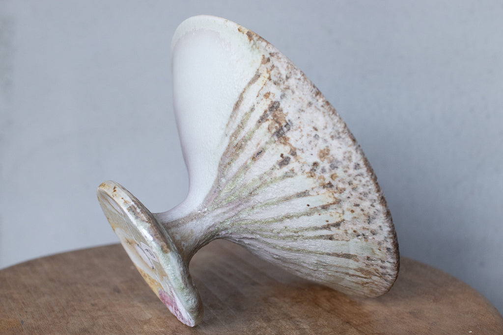 高橋燎 / コンポート皿・白  ’24 薪窯(トレインキルン)台皿