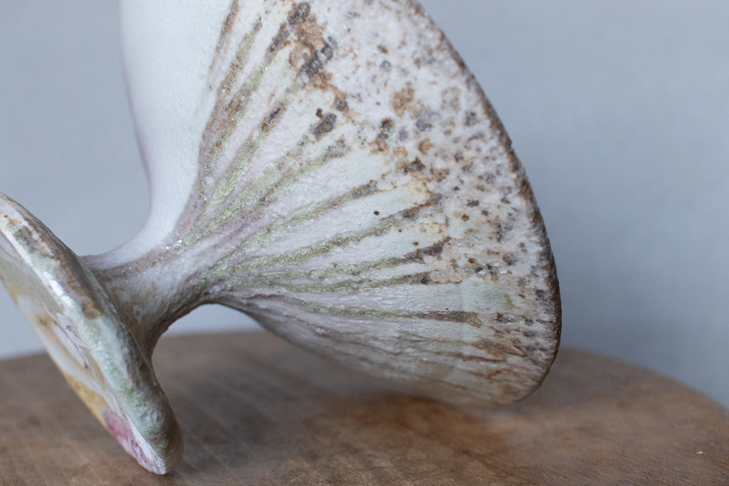 高橋燎 / コンポート皿・白  ’24 薪窯(トレインキルン)台皿