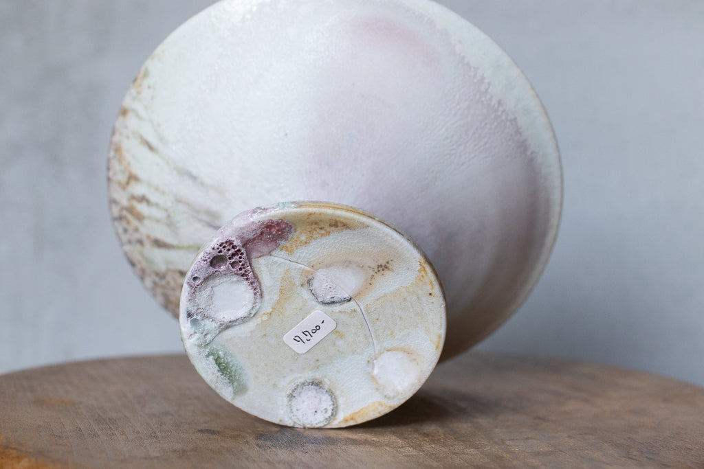 高橋燎 / コンポート皿・白  ’24 薪窯(トレインキルン)台皿