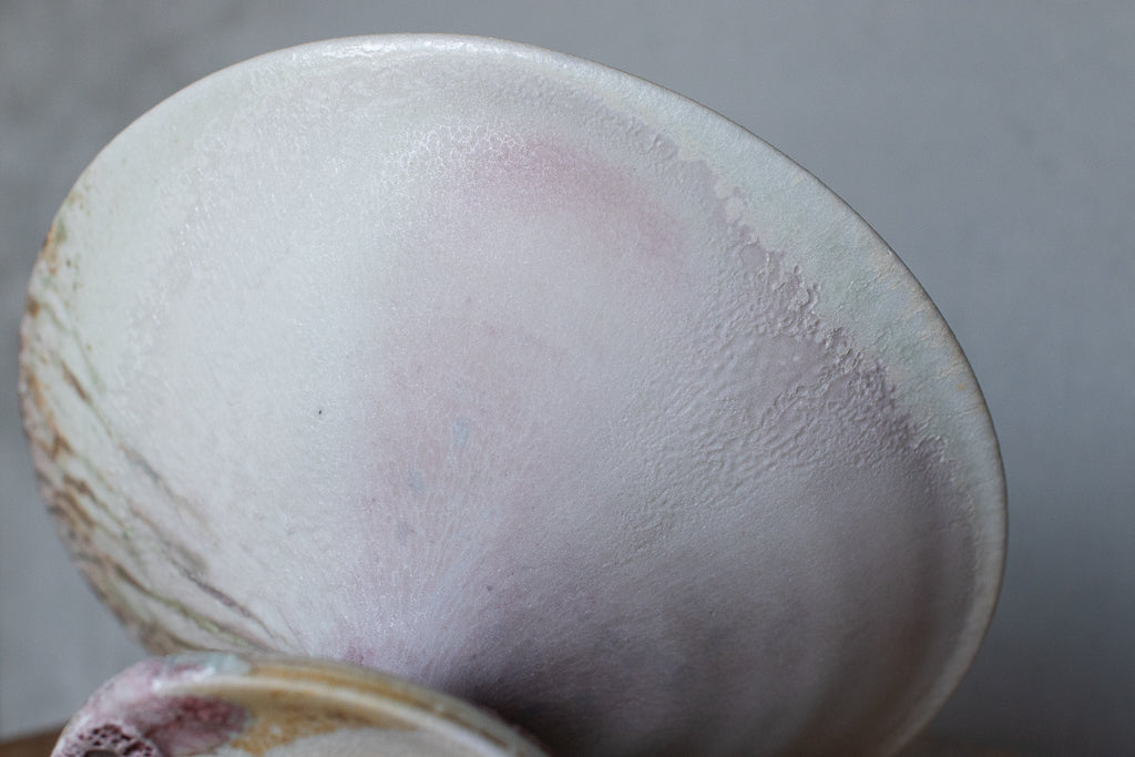 高橋燎 / コンポート皿・白  ’24 薪窯(トレインキルン)台皿