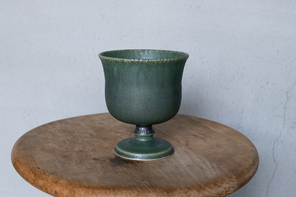 yoshida pottery / 玉脚アイスカップ(さびいろ うぐいす)'25 ゴブレット