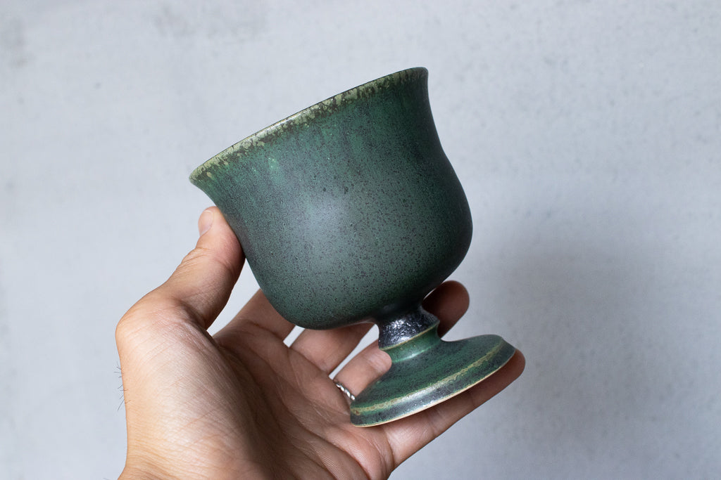yoshida pottery / 玉脚アイスカップ(さびいろ うぐいす)'25 ゴブレット