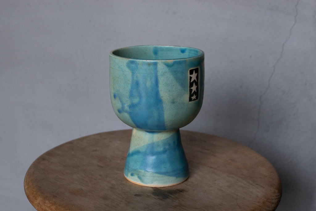 時山桜 / 高坏ゴブレット 星・ヒトデ・ねこ(いぬ?) フリーカップ