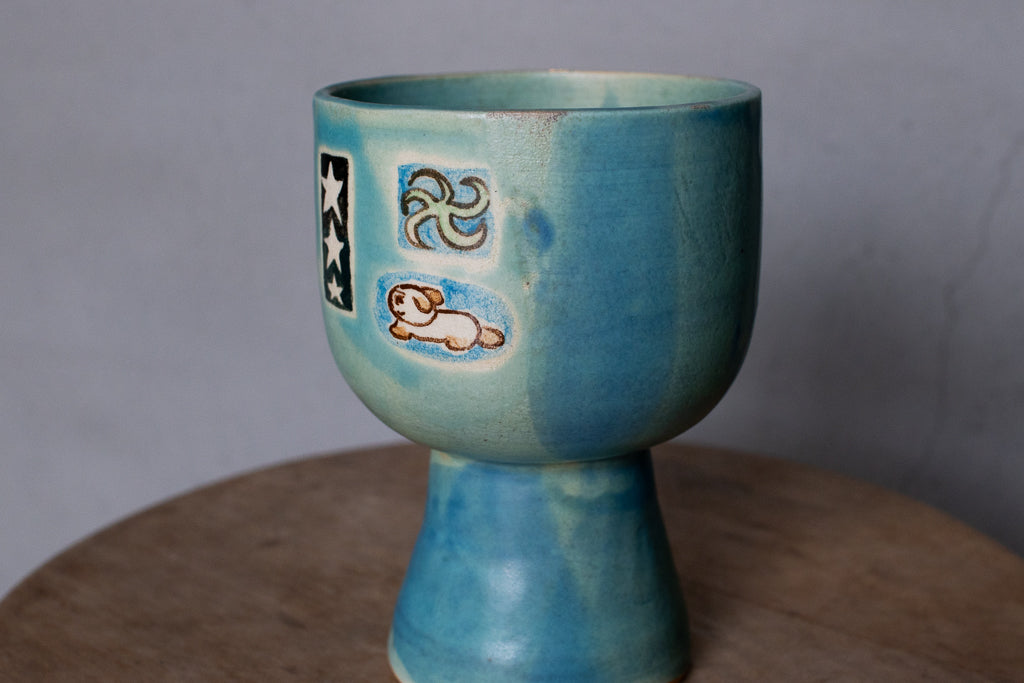 時山桜 / 高坏ゴブレット 星・ヒトデ・ねこ(いぬ?) フリーカップ