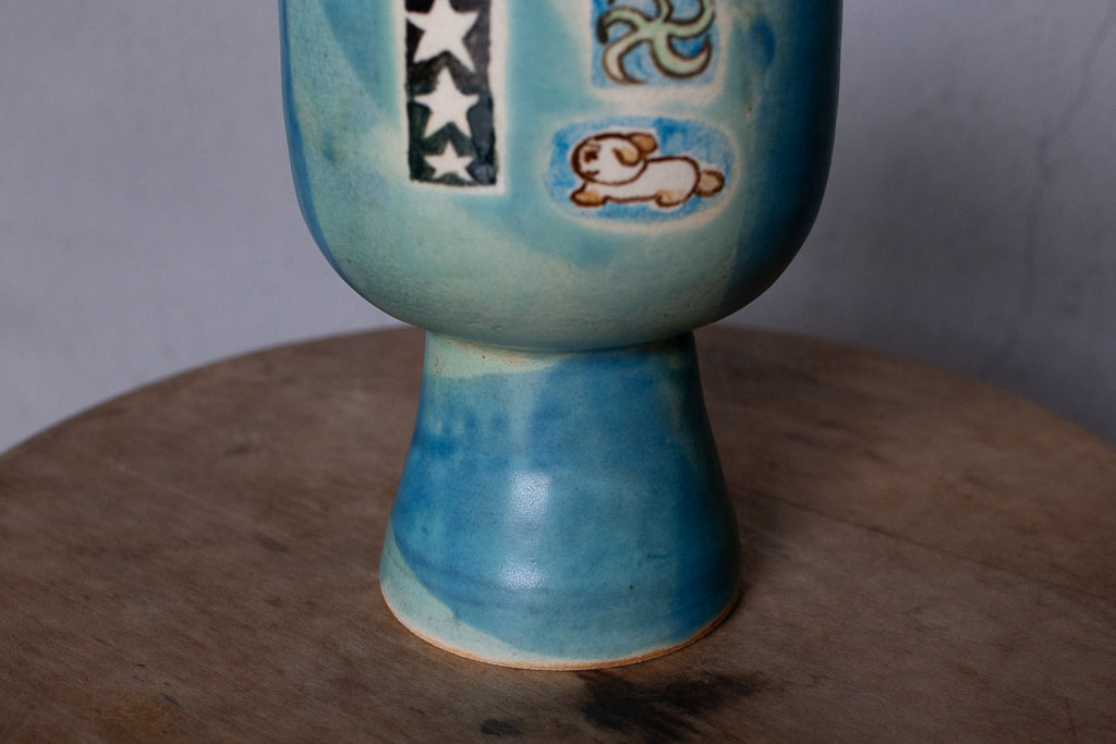 時山桜 / 高坏ゴブレット 星・ヒトデ・ねこ(いぬ?) フリーカップ