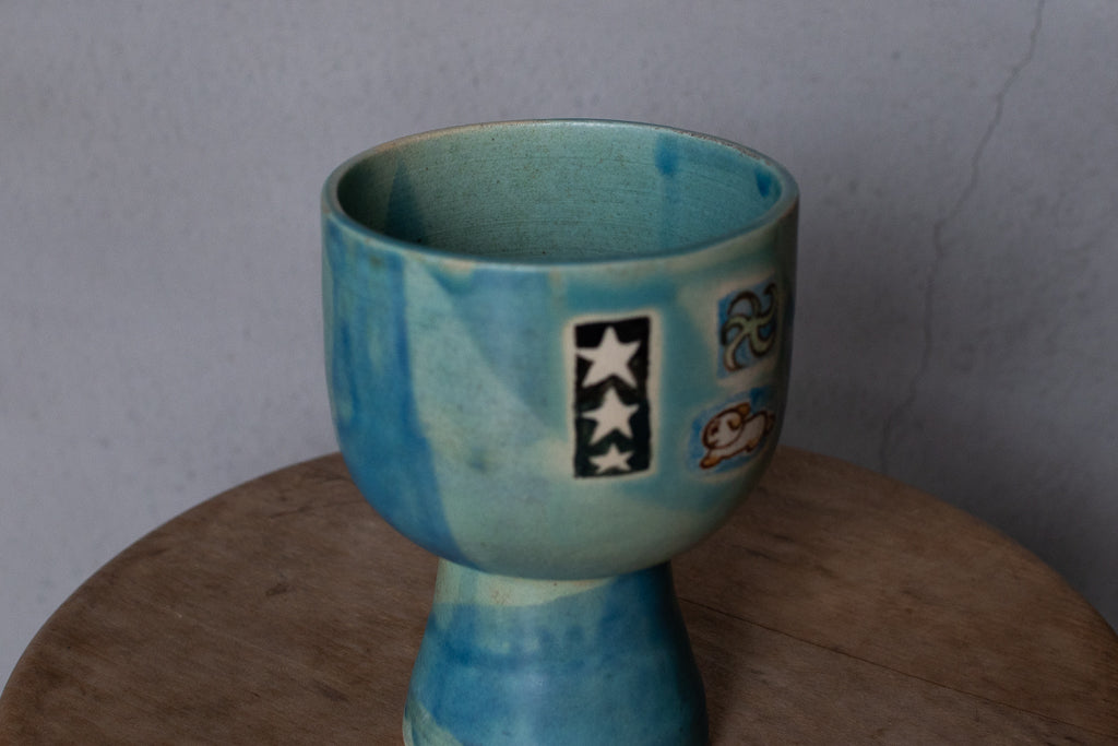 時山桜 / 高坏ゴブレット 星・ヒトデ・ねこ(いぬ?) フリーカップ