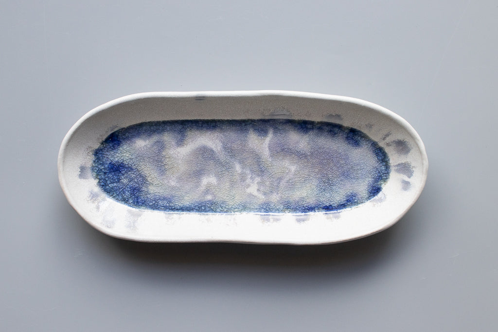 田中大輝(旧タナカ製陶) / 楕円長皿 クリスタルブルー