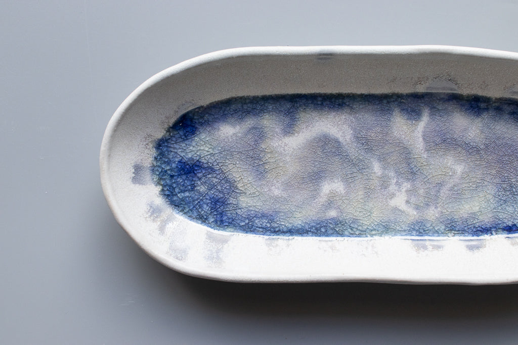 田中大輝(旧タナカ製陶) / 楕円長皿 クリスタルブルー