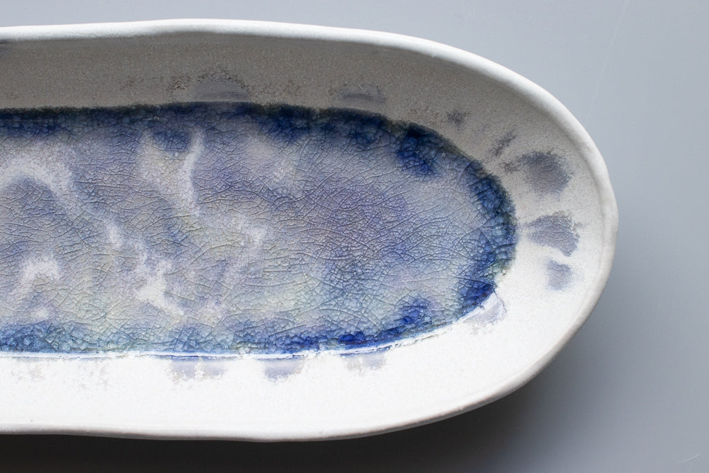 田中大輝(旧タナカ製陶) / 楕円長皿 クリスタルブルー