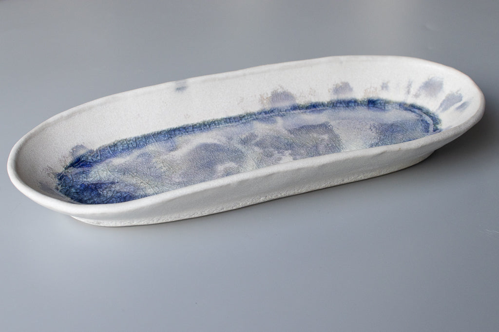 田中大輝(旧タナカ製陶) / 楕円長皿 クリスタルブルー