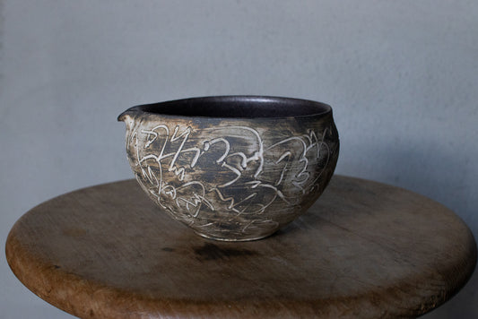 中島智靖 / 枯色線紋 片口(丸)A  ’24 リズミカルな器 酒器 注器