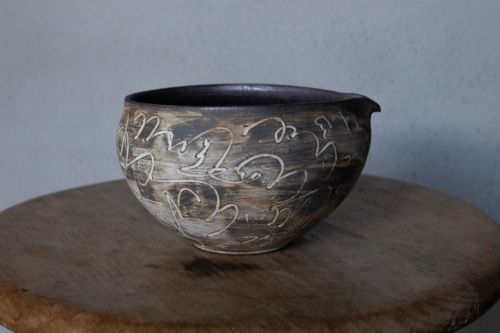 中島智靖 / 枯色線紋 片口(丸)A  ’24 リズミカルな器 酒器 注器