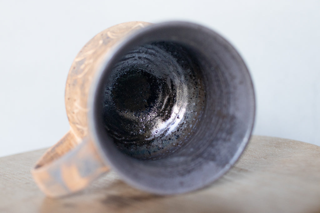 中島智靖 / 枯色線紋 角マグカップ 赤褐色