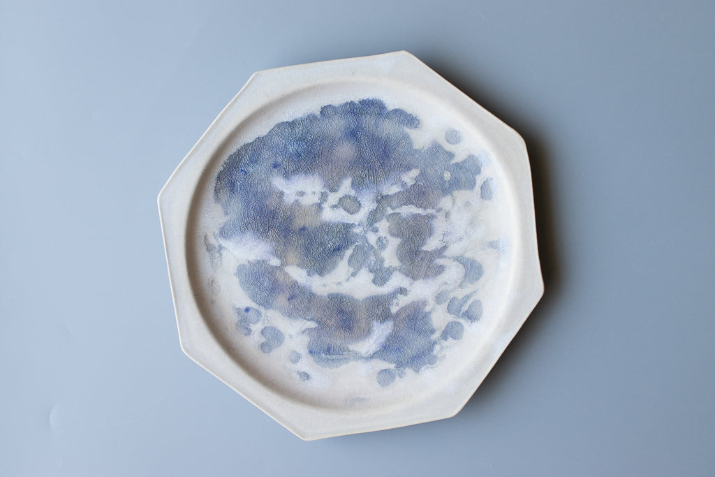 田中大輝(旧タナカ製陶) / 八角皿 大 23.5cm クリスタルブルー