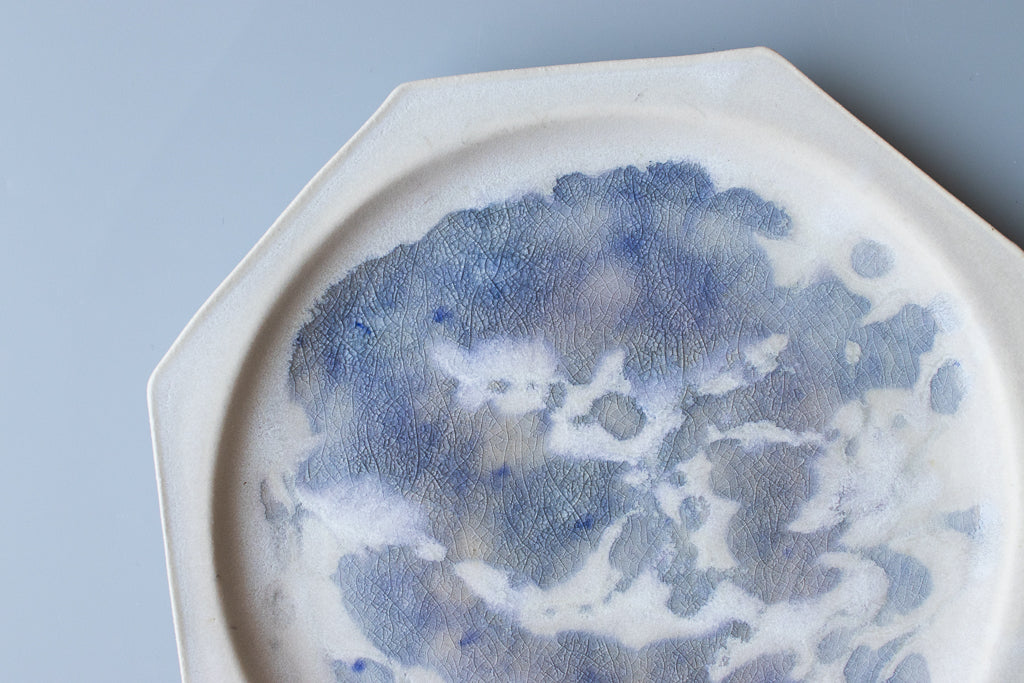 田中大輝(旧タナカ製陶) / 八角皿 大 23.5cm クリスタルブルー