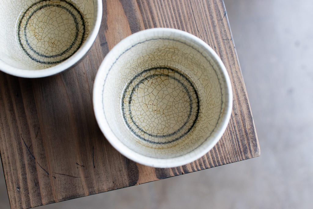 竹下聖 / 罅化粧カップ(菊と蓮に立涌模様)