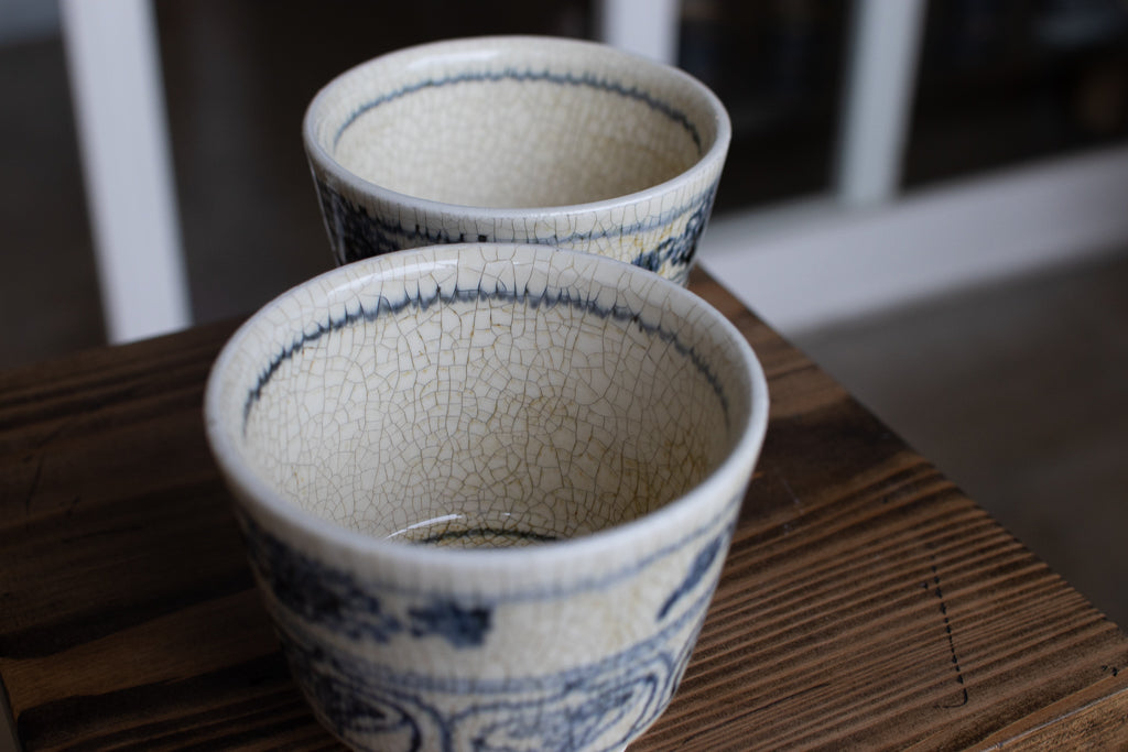 竹下聖 / 罅化粧カップ(菊と蓮に立涌模様)