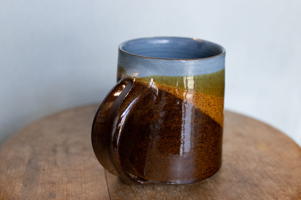 佐川義乱 / マグカップL ブルー系/斜め掛け分け柄