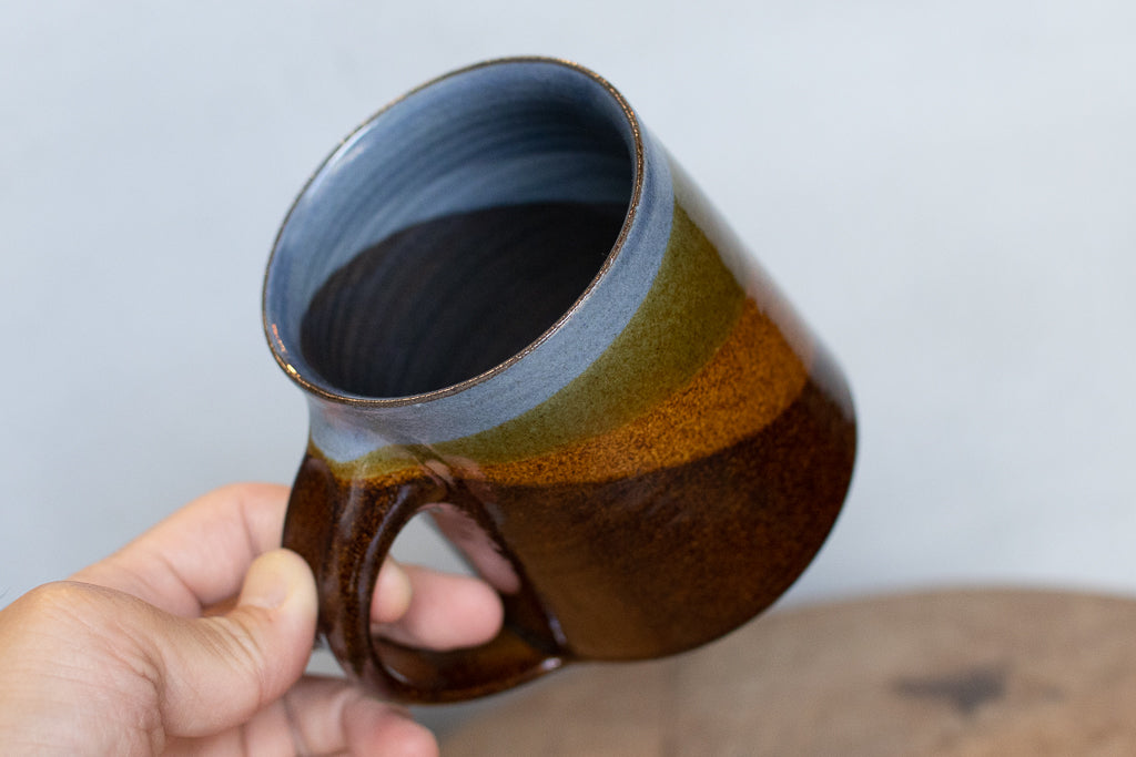 佐川義乱 / マグカップL ブルー系/斜め掛け分け柄