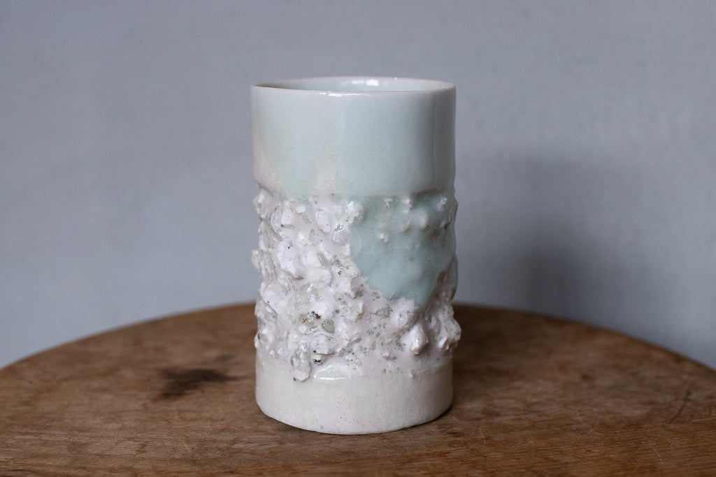野中麟太郎 / 石のカップ(白水色ピンク・細タイプ)