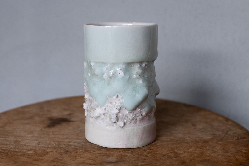 野中麟太郎 / 石のカップ(白水色ピンク・細タイプ)