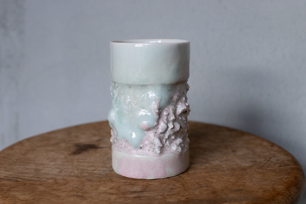 野中麟太郎 / 石のカップ(白水色ピンク・細タイプ)