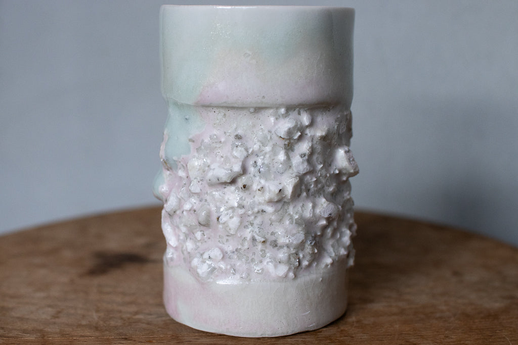 野中麟太郎 / 石のカップ(白水色ピンク・細タイプ)