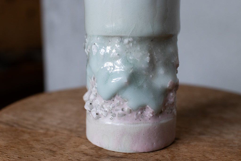 野中麟太郎 / 石のカップ(白水色ピンク・細タイプ)