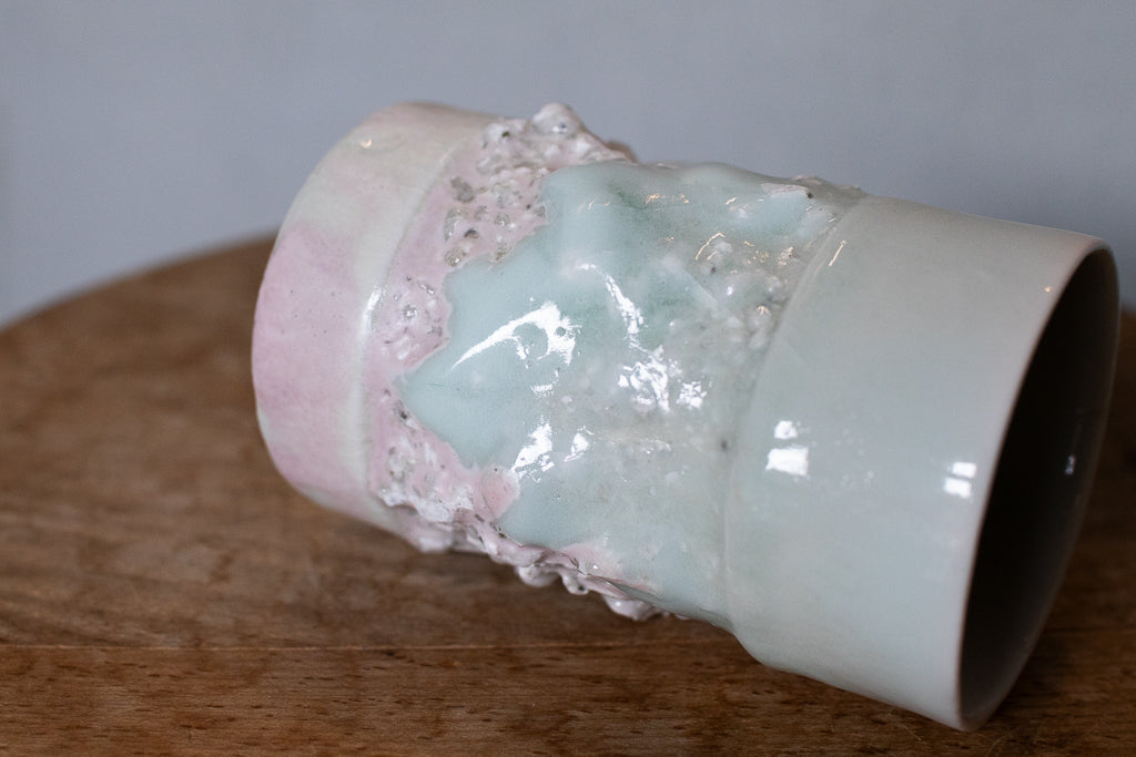 野中麟太郎 / 石のカップ(白水色ピンク・細タイプ)