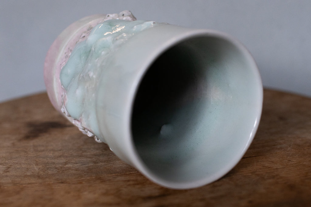 野中麟太郎 / 石のカップ(白水色ピンク・細タイプ)