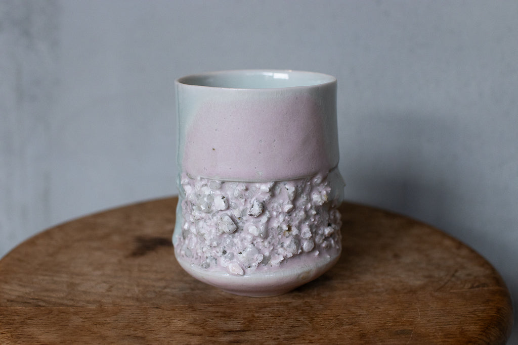 野中麟太郎 / 石のカップ(白水色ピンク・太タイプ)