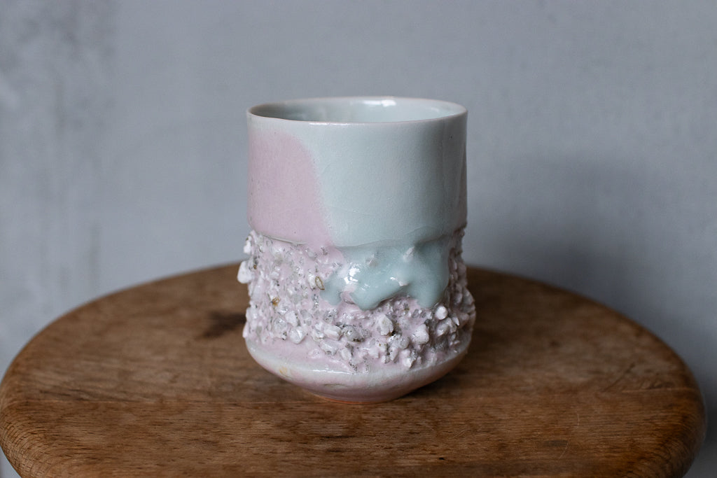 野中麟太郎 / 石のカップ(白水色ピンク・太タイプ)