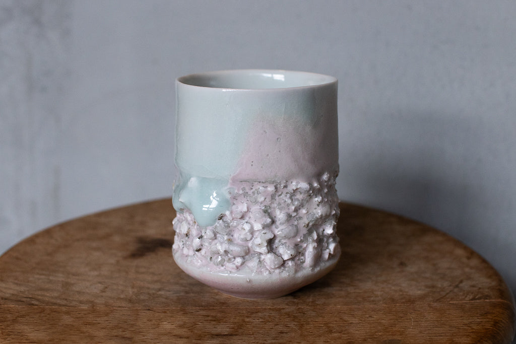 野中麟太郎 / 石のカップ(白水色ピンク・太タイプ)