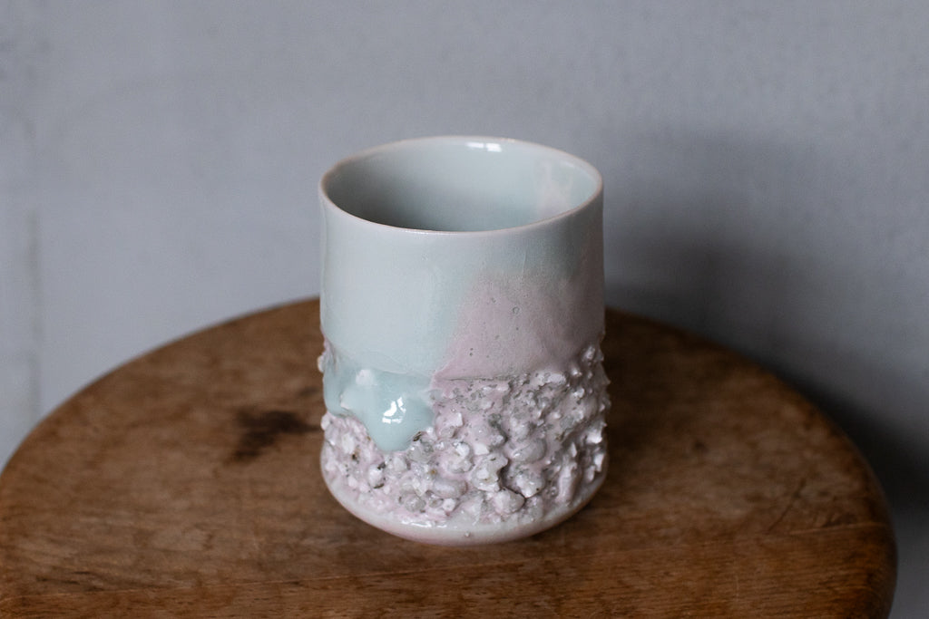 野中麟太郎 / 石のカップ(白水色ピンク・太タイプ)