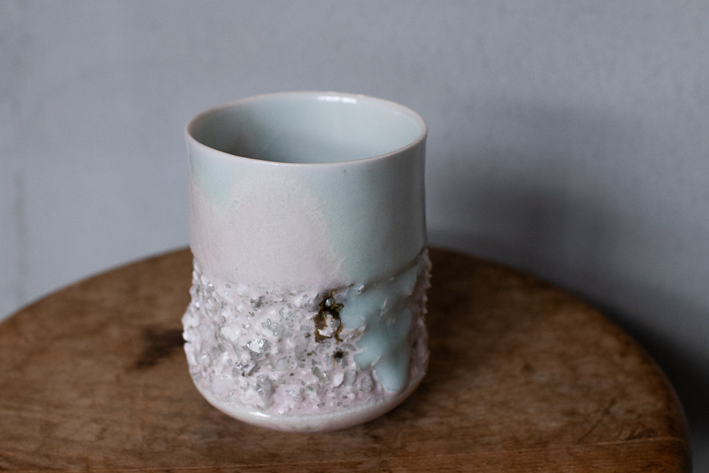 野中麟太郎 / 石のカップ(白水色ピンク・太タイプ)