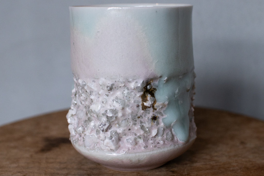 野中麟太郎 / 石のカップ(白水色ピンク・太タイプ)