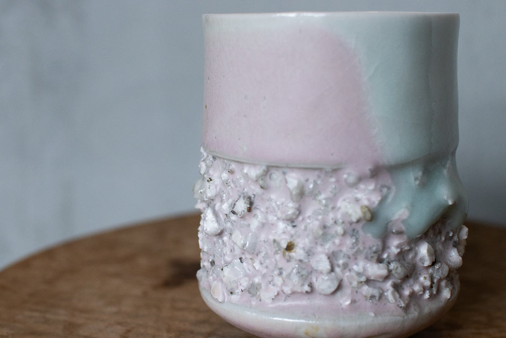 野中麟太郎 / 石のカップ(白水色ピンク・太タイプ)