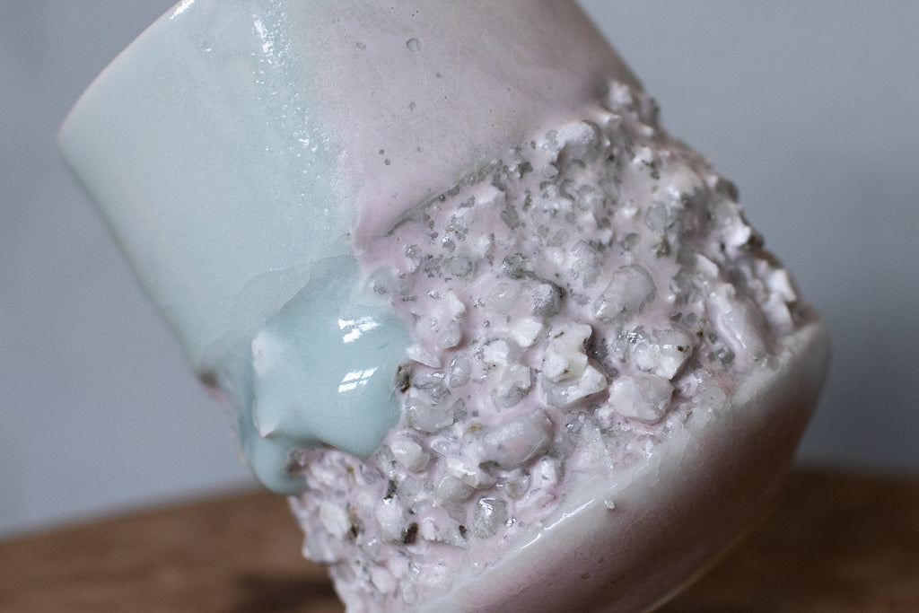 野中麟太郎 / 石のカップ(白水色ピンク・太タイプ)