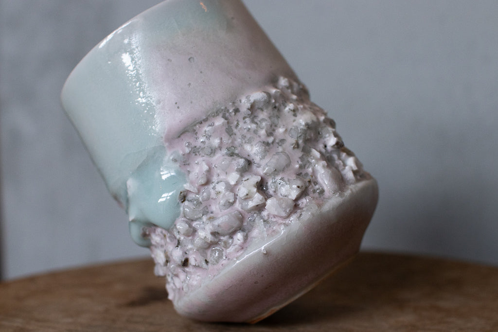 野中麟太郎 / 石のカップ(白水色ピンク・太タイプ)