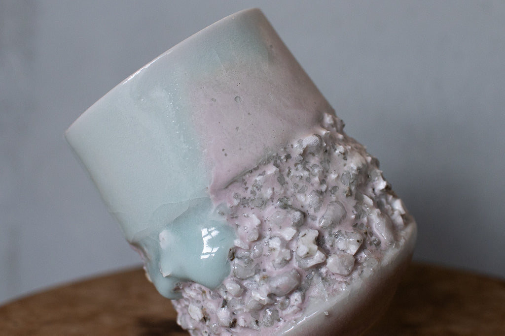 野中麟太郎 / 石のカップ(白水色ピンク・太タイプ)